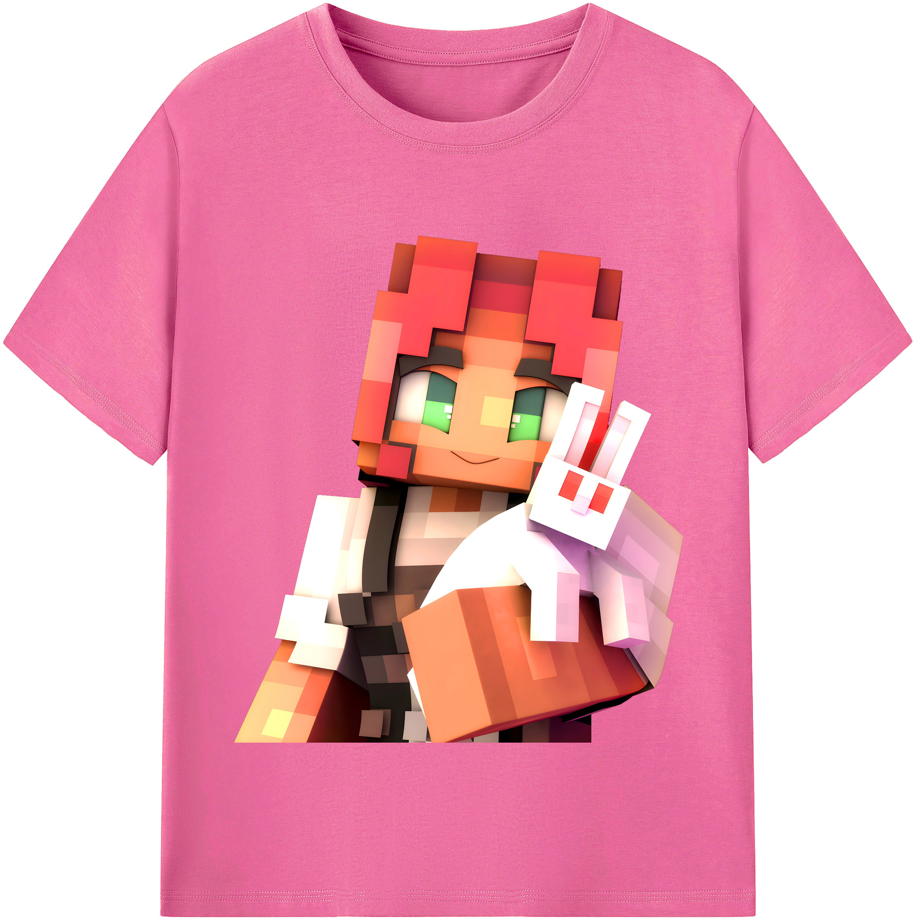 （画像用） マインクラフト ブロックの世界 Minecraft MC Block world レディースカジュアルプリントTシャツ（綿100％）
